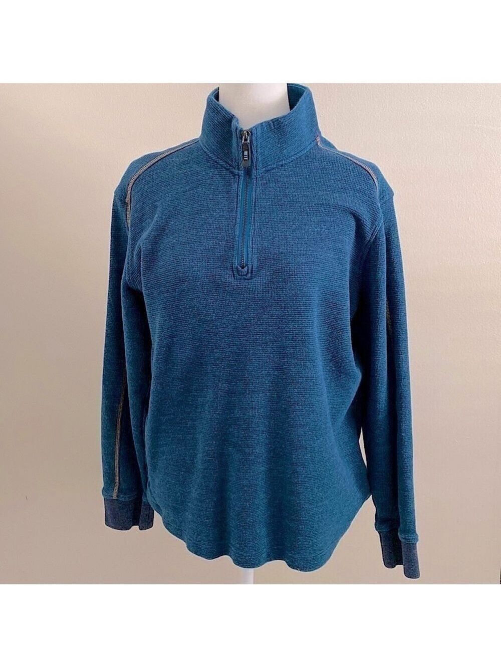 Robert Graham blue thermal knit half zip pullover sweater